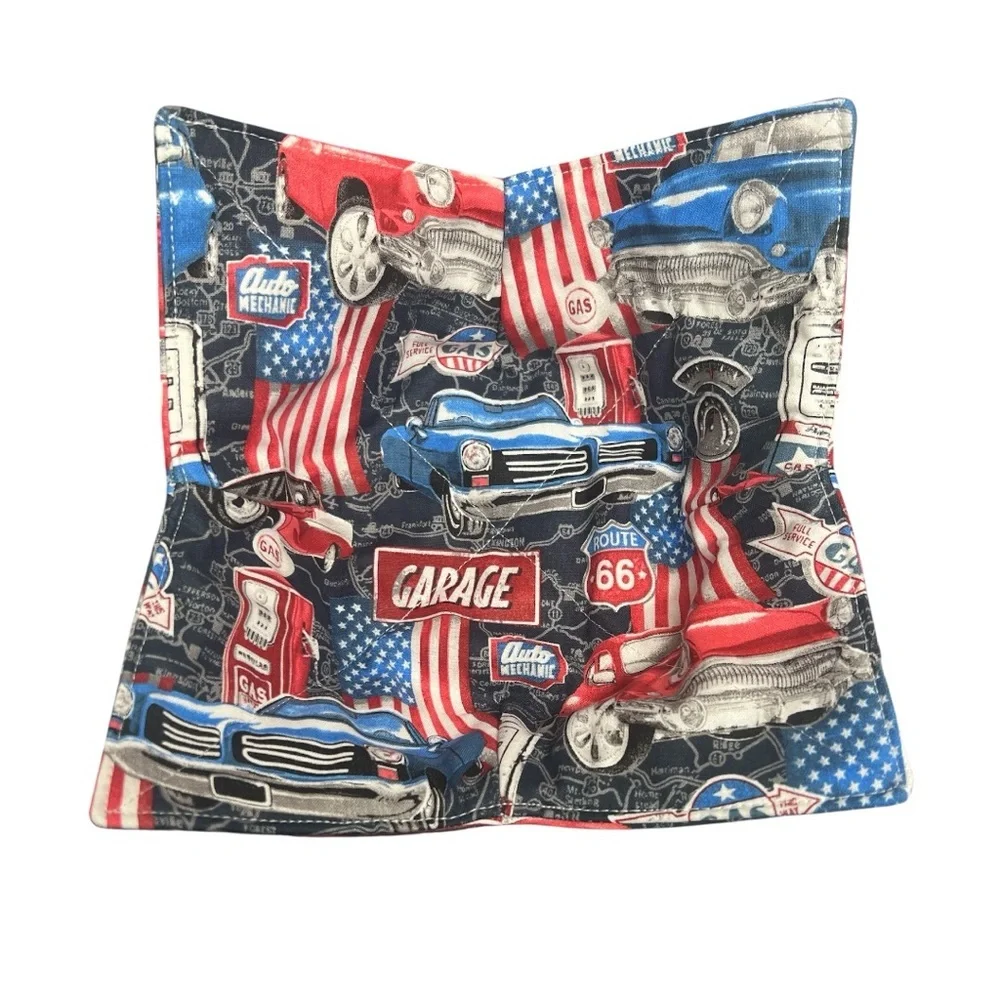 Hand Crafted Bowl Cozy Bowl Holder Microwavable  Cotton Patriotic American Flag